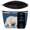 PNOMEDPKJ Travel Polar Bear Makeup Bag PU Leather Cosmetic Bags for Women with Zipper Portable Personalized Toiletry Pouch Waterproof Organizer Gift for Mother Girls view 3