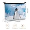PNOMEDPKJ Travel Penguin on Ice Makeup Bag PU Leather Cosmetic Bags for Women with Zipper Portable Personalized Toiletry Pouch Waterproof Organizer Gift for Mother Girls view 2