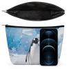 PNOMEDPKJ Travel Penguin on Ice Makeup Bag PU Leather Cosmetic Bags for Women with Zipper Portable Personalized Toiletry Pouch Waterproof Organizer Gift for Mother Girls view 3