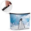 PNOMEDPKJ Travel Penguin on Ice Makeup Bag PU Leather Cosmetic Bags for Women with Zipper Portable Personalized Toiletry Pouch Waterproof Organizer Gift for Mother Girls view 4