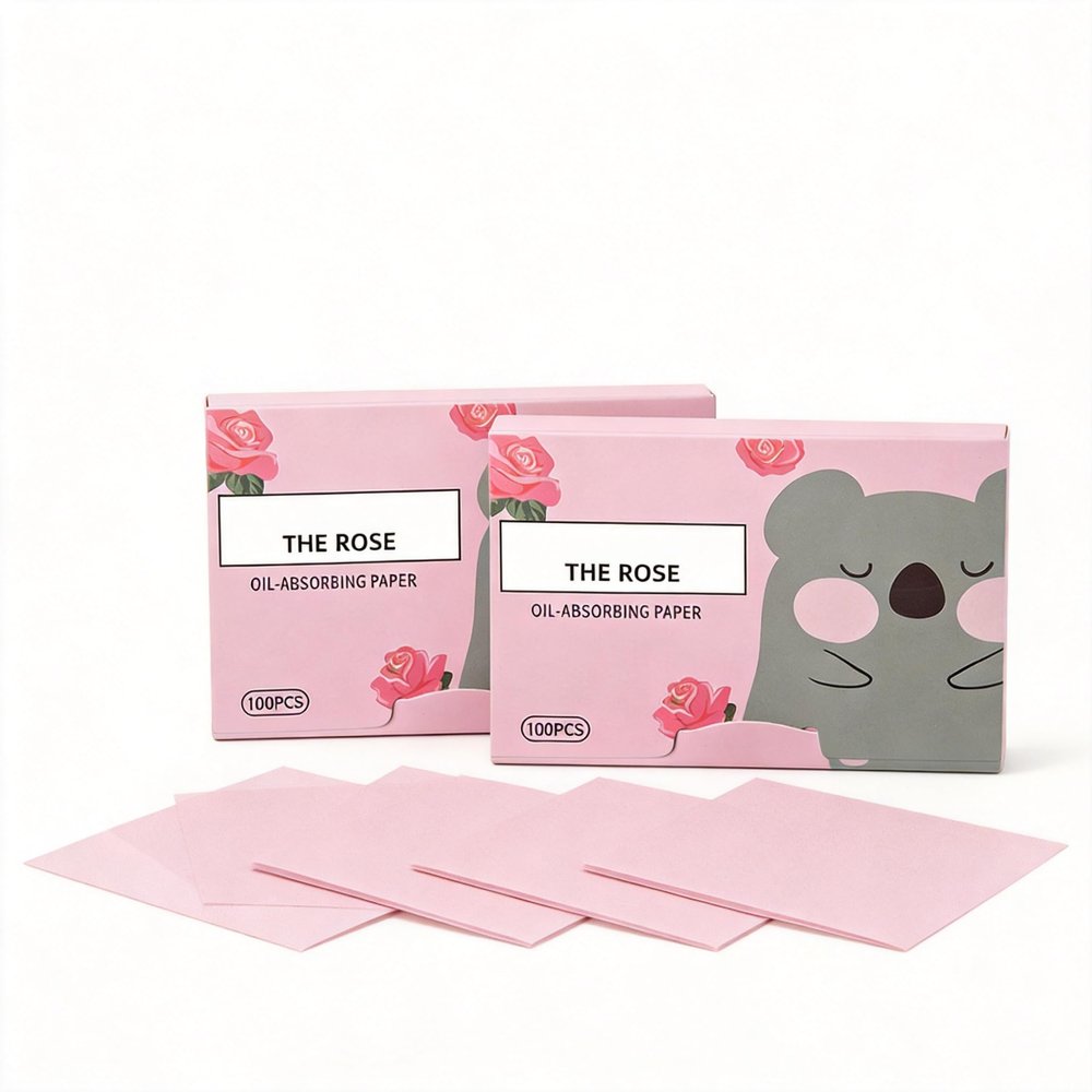 SYNTHORA Oil Blotting Sheets 200 Sheets, Face Oil Absorbing Paper for Oily Skin, Makeup Friendly Blotting Paper, Natural Fiber Oil Control Sheets, Portable Shine Control for Face(Pink)