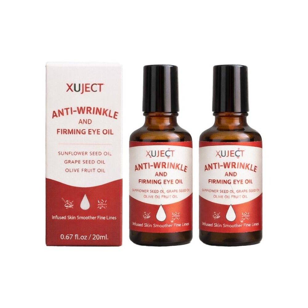 XUJECT Anti-Wrinkle and Firming Eye Oil - Dual Pack - Sunflower Seed Oil, Grape Seed Oil, Reducing Puffiness, and ImprovingFirmness - 0.67 fl.oz / 20ml Each