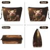 BTCOWZRV Pig And Red Wine Cosmetic Case Pouch, Leather Handheld Makeup Case for Travel, Portable Handheld Makeup Bag for Home, Cosmetic Organizer Bags, Toiletry Bag for Women view 3