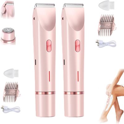 Women's 2-in-1 Electric Shaver, Dual Head Body Hair Remover, IPX7 Waterproof Rechargeable Razor for Legs, Armpits, Arms