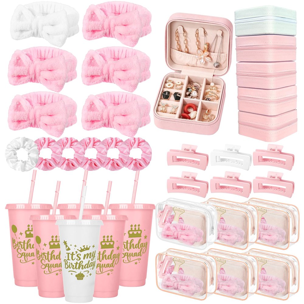 6 Set Pink Birthday Squad Party Favors Spa Sleepover Party Supplies