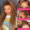 VNFM Highlight Deep Wave Wig Human Hair Honey Blonde 13x6 HD Ombre Lace Front Wigs Human Hair Pre Plucked 200% Density Curly Lace Frontal Wigs For Women 26 Inch view 2