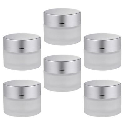 Abaodam 6pcs 5g Frosted Glass Lotion Jars Refillable Mini Cream Containers for Travel Cosmetic Storage and Sample Eye Cream Pot