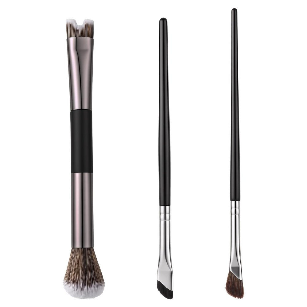 3PCS Nose Contour Brush, 2-in-1 Dual Head Makeup Brush, Angled Nose Shadow Brushes for Sculpting and Defining