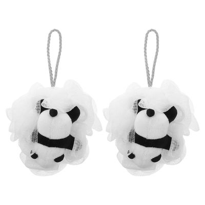 JOYOFREELY 2pcs Panda Cartoon Bath Loofahs Mesh Body Scrubber Exfoliating Sponge for Boys Gentle Bathing Accessories