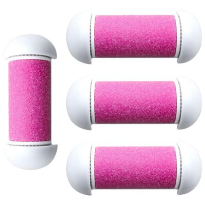 ifundom Electric Foot File Replacement Heads 4pcs Pink Coarse Roller Refills for Electronic Foot Grinding Device for Pedicure and Callus Removal