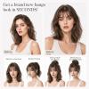 prokyvity Human Hair Toppers for Women, Bangs Hair Clip in Human Hairpieces,Wispy Air Bang Clip on Bangs Toppers,3D 360 Full Cover Invisible 3.15"*4.53" Breathable Lace Base 10" #02 Natural Brown view 2