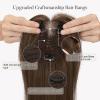 prokyvity Human Hair Toppers for Women, Bangs Hair Clip in Human Hairpieces,Wispy Air Bang Clip on Bangs Toppers,3D 360 Full Cover Invisible 3.15"*4.53" Breathable Lace Base 10" #02 Natural Brown view 4