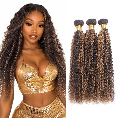 Honey Blonde Jerry Curly Human Hair Bundles 28 30 32 Inch 3 Bundles