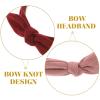 SOESFOUFU 6pcs Wide Striped Bunny Ear Headbands with Bow Knot for Women, Non-slip Stretchy Hairbands in Red Coffee, Black, Wine Red, Pink, Navy, Mustard Fashion Accessories for Daily Wear view 3