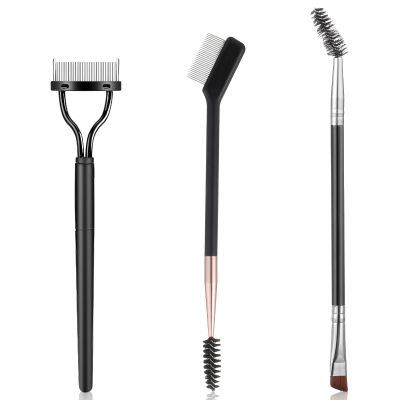 3 PCS Eyelash Separator Tool Eyebrow Comb Set, Lash Brush Dual-Ended Eye Makeup Tools with Metal Comb Eyelash Brush for Mascara Clump Removal and Brow Shaping