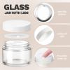48 Pack 1 OZ Clear Glass Jars with White Lids, White Labels & Inner Liners view 2