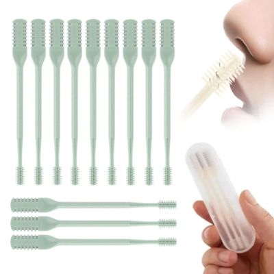 Hytihtu 12Pcs Manual Double-Sided Nose Hair Trimmer for Men Women, Green