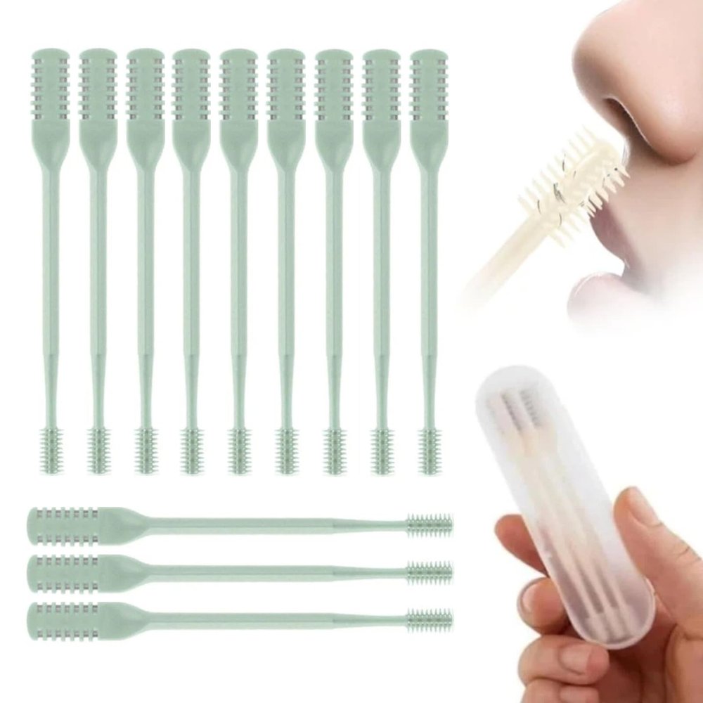 Hytihtu 12Pcs Manual Double-Sided Nose Hair Trimmer for Men Women, Green
