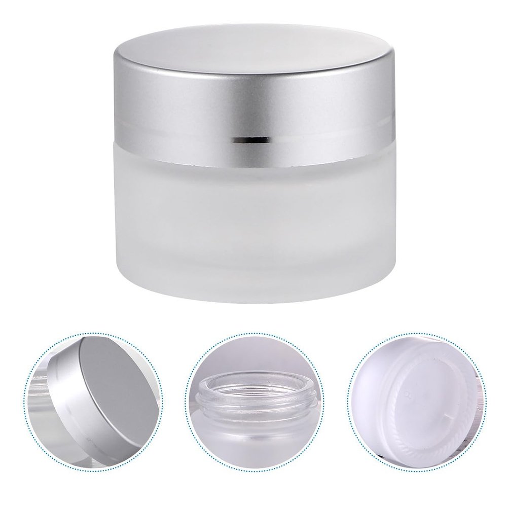 ibasenice Frosted Glass Cream Jars 6pcs 30g Small Refillable Containers with Lids for Face Cream Portable Cosmetic Storage
