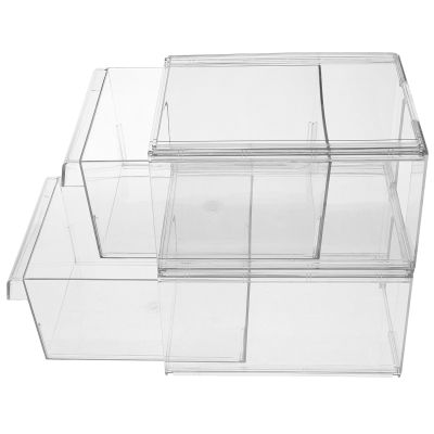 BESPORTBLE Acrylic Makeup Organizer Drawer Box Set, 2pcs Stackable Desktop Cosmetic Storage Containers with Detachable Drawers, Vanity Sundry Organizer for Bathroom and Desk