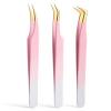 3 Pcs Professional Lash Extension Tweezers Set, Stainless Steel Lash Tweezers, Light Pink Pointy Tweezer, Eyelash Extension Tweezer for Craft, Soldering, Model, Nail stickers, Jewelry-Making view 1
