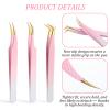 3 Pcs Professional Lash Extension Tweezers Set, Stainless Steel Lash Tweezers, Light Pink Pointy Tweezer, Eyelash Extension Tweezer for Craft, Soldering, Model, Nail stickers, Jewelry-Making view 2