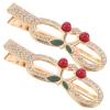 BUTIFULSIC 2 Pcs Cherry Rhinestone Hair Clips Small French Barrettes for Women Ponytail Hairwear Decorative Hairpins for Makeup and Daily Use view 1
