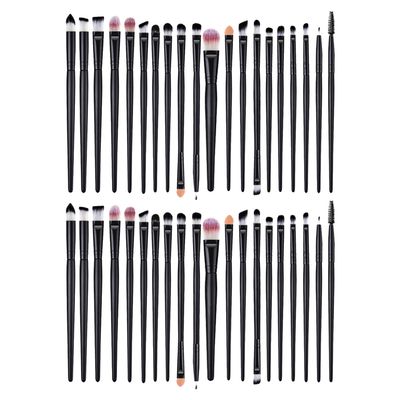 KAJNBN 2 Sets Eyeshadow Makeup Brush Kit with Black Handles, 20pcs Small Angled and Flat Eyeliner Brushes for Travel and Beginner Eye Makeup
