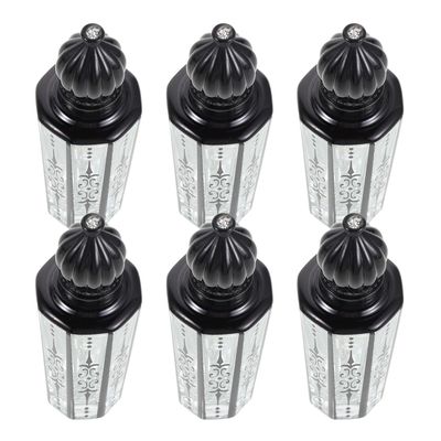 KAJNBN 6pcs 15ml Black Glass Perfume Roll on Bottles with Engraved Roller Applicator, Refillable Essential Oil Roller Bottles for Travel and Aromatherapy
