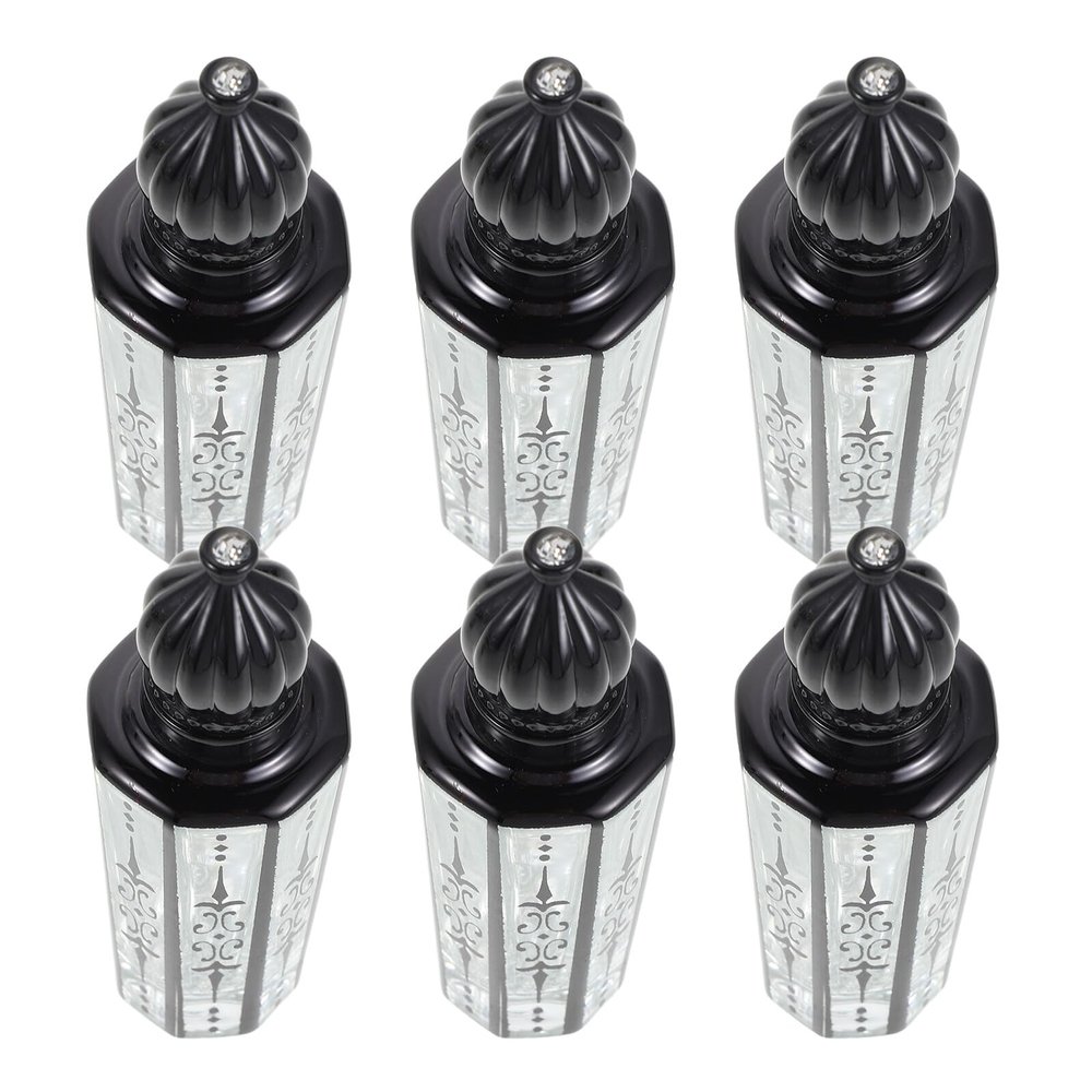 KAJNBN 6pcs 15ml Black Glass Perfume Roll on Bottles with Engraved Roller Applicator, Refillable Essential Oil Roller Bottles for Travel and Aromatherapy