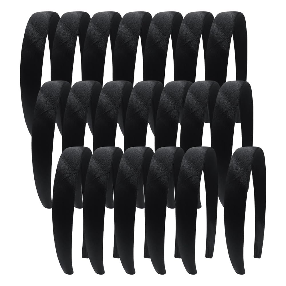 GSHLLO 20 Pcs Satin Fabric Covered Headbands Plastic Padded Hairbands Cloth Wrapped Head Bands Plain Hard Hair Bands Crafting Hair Hoops DIY Craft Headwear Blank Head Accessories 0.8 Inch