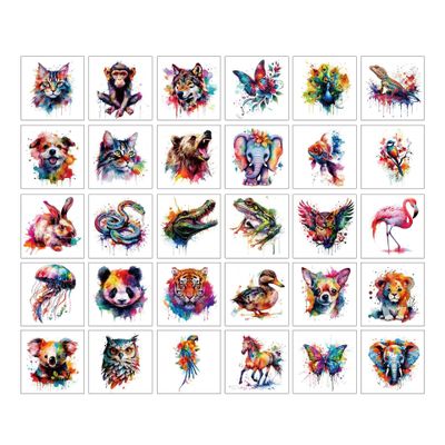 120PCS Jungle Animals Temporary Tattoos, Neon Rainbow Animal Stickers, Safari Birthday Party Favors, Zoo Party Supplies for Goodie Bag Fillers