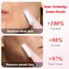Sonic Dermaplaning Tool, Rechargeable Face Exfoliator with 22,000 Vibrations/Min & 12 Blades (6 Coarse + 6 Fine), Painless Peach Fuzz Removal for Women, Home Facial Hair Razor System with LED Light view 3