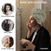HomeDecorArt Sage Green Geometric Microfiber Wrap Ultra Absorbent Hair Towel, Modern Morocco Abstract Art with Buttons Hair Cap Drying Towel Turban Bath Hair Wrap for Woman 26x10in view 2