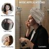 HomeDecorArt Brown Beige Striped Microfiber Wrap Ultra Absorbent Hair Towel, Boho Ethnic Modern Abstract Art with Buttons Hair Cap Drying Towel Turban Bath Hair Wrap for Woman 26x10in view 2