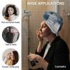 HomeDecorArt Blue Microfiber Wrap Ultra Absorbent Hair Towel, Retro Oil Painted Modern Abstract Art with Buttons Hair Cap Drying Towel Turban Bath Hair Wrap for Woman 26x10in view 2