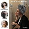 HomeDecorArt Black and White Microfiber Wrap Ultra Absorbent Hair Towel, Modern Luxurious Geometric Abstract Art with Buttons Hair Cap Drying Towel Turban Bath Hair Wrap for Woman 26x10in view 2