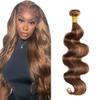 Hydtxc 24 Inch Single Body Hair Bundle, #P4/27 Highlight, Chocolate Brown & Honey Blonde Body Human Hair.100g Per Bundle.100% Unprocessed Brazilian Virgin Human Hair for Black Women view 1
