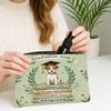 Congrats Grad Russell Terrier Dog Makeup Bag, Daisy Leaf Printed Cosmetic Travel Pouch for Women, Graduation Portable Small Canvas Zipper Organizer 7x9 Inch view 3