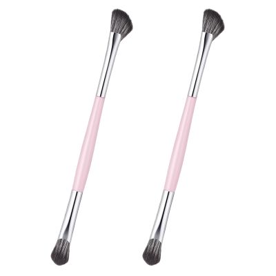 2PCS Dual-Ended Nose Contour Brush Angled/Round Top Face Makeup Conceal Brushes Ultraplush Vegan Synthetic Bristles for Foundation, Blush Bronzer & Powder, Precision Sculpting & Highlight Blending