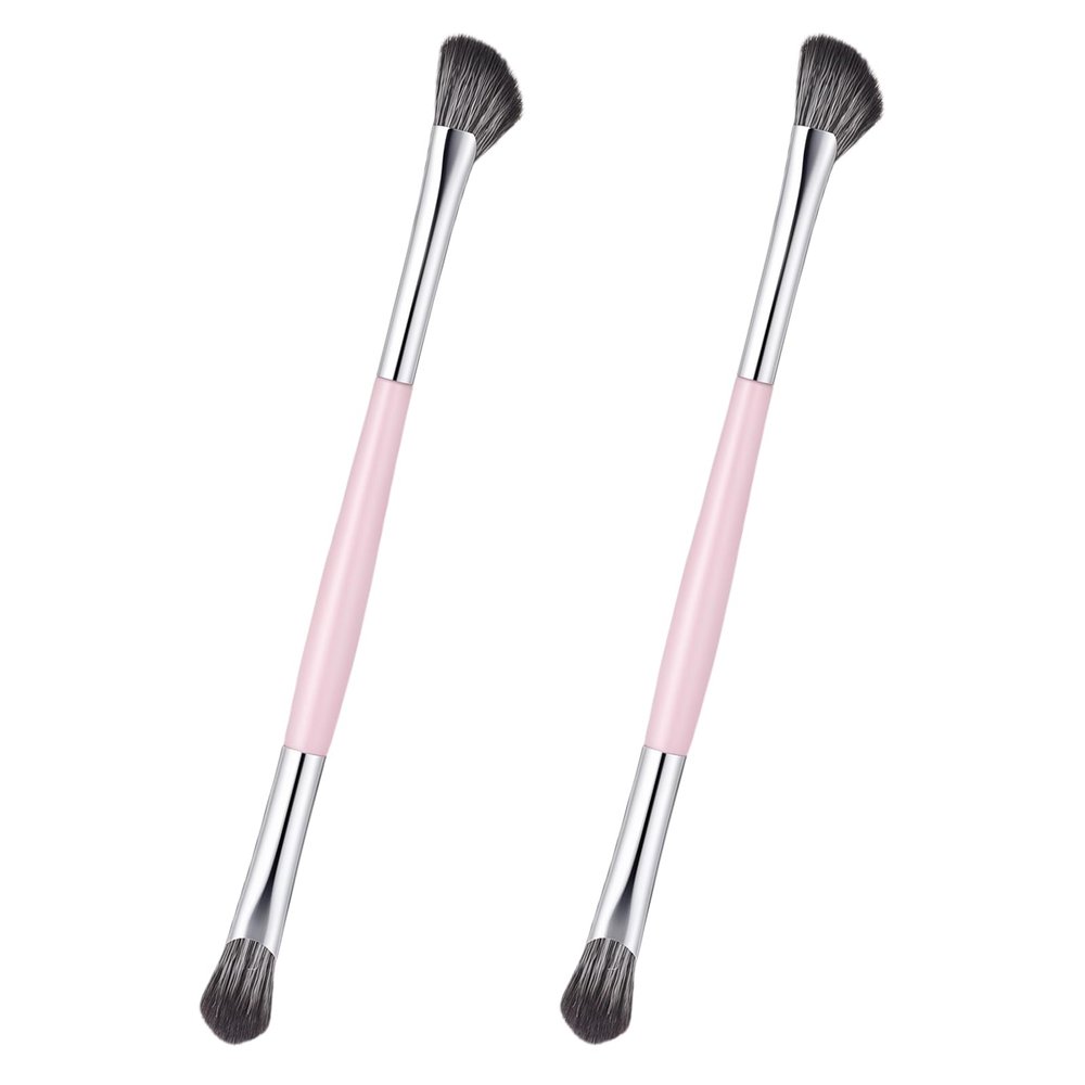 2PCS Dual-Ended Nose Contour Brush Angled/Round Top Face Makeup Conceal Brushes Ultraplush Vegan Synthetic Bristles for Foundation, Blush Bronzer & Powder, Precision Sculpting & Highlight Blending