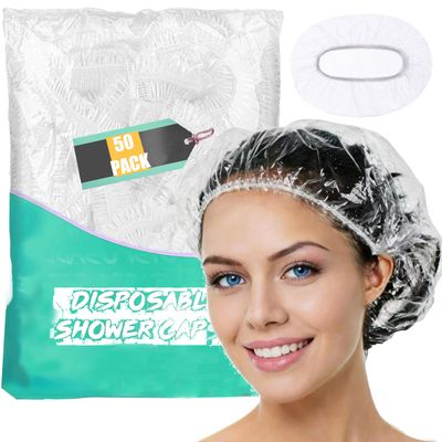 30 Pcs Disposable Shower Caps 20.5 Inch,Large Thick Clear Waterproof Plastic Bath Caps for Spa Hair Treatment Home Kitchen Travel Hotel (20)