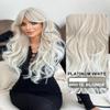 7JHH WIGS 28IN Platinum Blonde Long Wavy Wigs with Curtain Bangs view 2