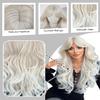 7JHH WIGS 28IN Platinum Blonde Long Wavy Wigs with Curtain Bangs view 3
