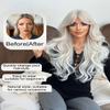 7JHH WIGS 28IN Platinum Blonde Long Wavy Wigs with Curtain Bangs view 4