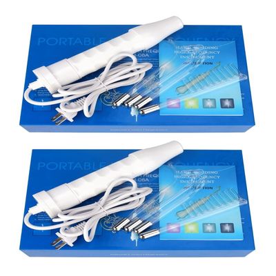 High Frequency Wand Device Set, Handheld Beauty Tool with 4 Replaceable Glass Electrodes, Portable Facial Wand Kit (2 Sets per Order)