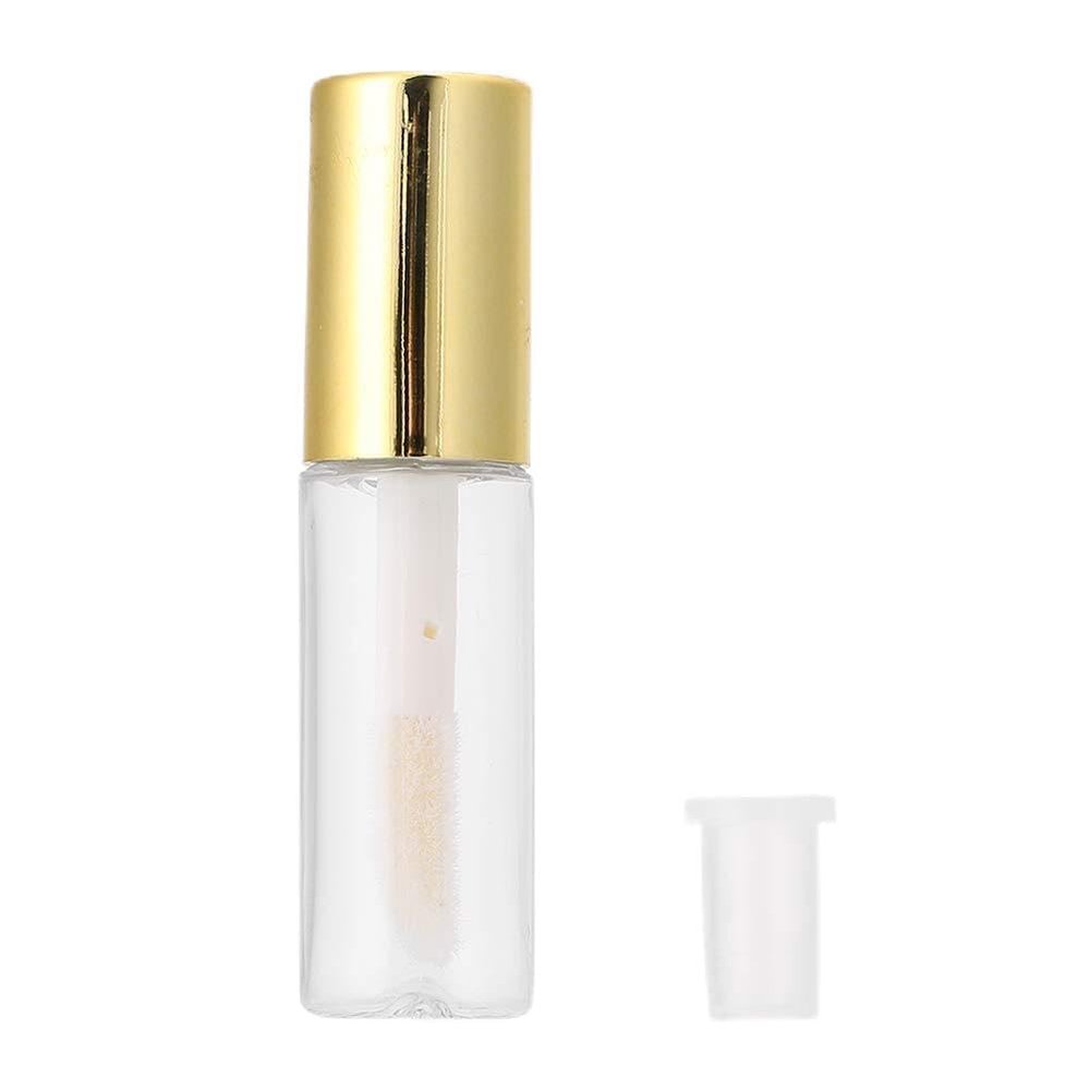 ShanQuilyx 45-Pack 1.2ml Gold Mini Refillable Lip Gloss Tubes Transparent, Leak-Proof with Built-In Brush & Rubber Rings for On-the-Go Makeup