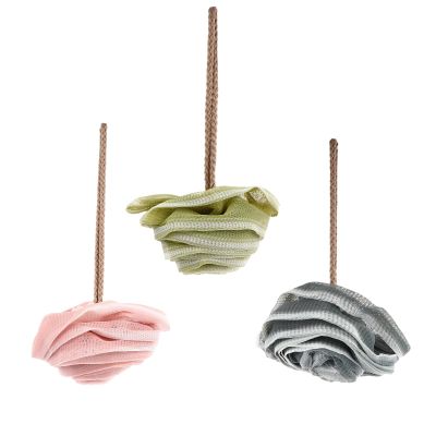 VILLCASE 3pcs Large Rose Flower Mesh Bath Poufs Exfoliating Body Scrub Shower Balls for Adults, Soft Mesh Bath Scrubbers for Daily Shower and Skin Cleansing Random Color