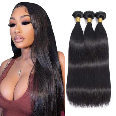 Straight Human Hair Bundles Natural Black Straight Bundles 28 30 32 Inch Unprocessed Virgin 1B Straight Bundle Human Hair Extensions 50 Gram Per Bundle
