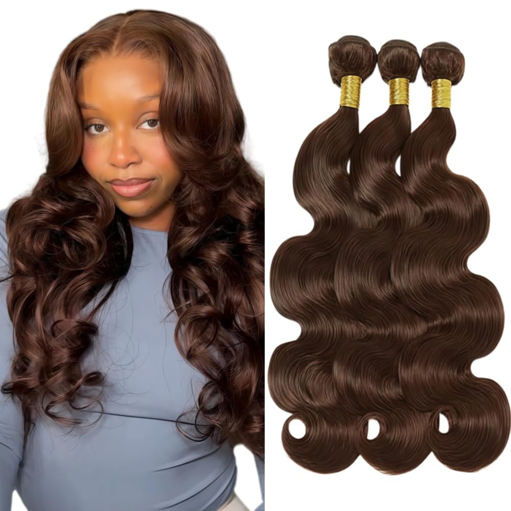 Brown Bundles Human Hair #4 Body Wave Bundles 26 26 26 Inch Unprocessed Virgin Chocolate Brown Body Wave Human Hair Extenisons 50g/Bundle Total 150g